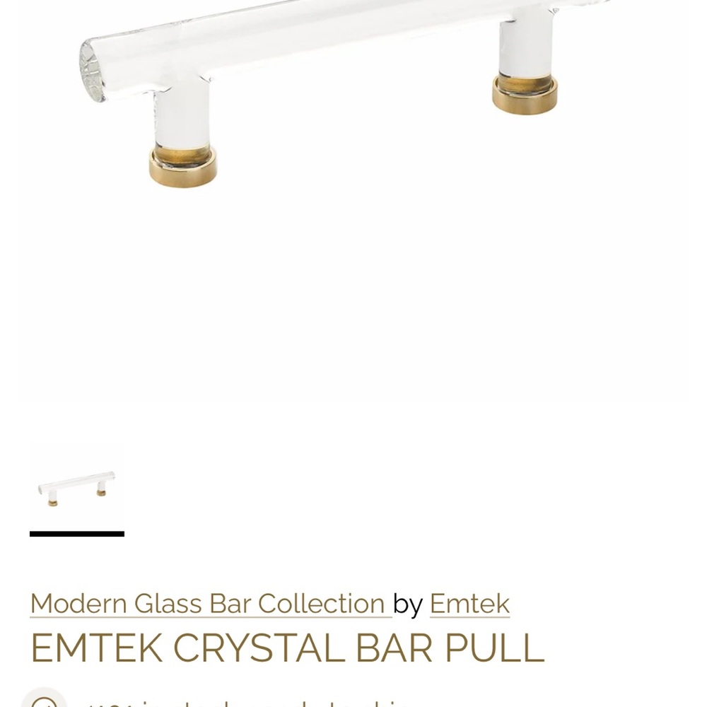 EMTEK Crystal Satin Gold Bar pull